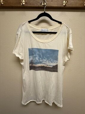 Wildfox Cream Tee with Blue Graphic